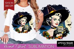 Witch Round Tshirt Background - Retro Halloween PNG Product Image 1