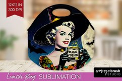 Witch Lunch Bag - Retro Halloween Lunch Bug PNG Sublimation Product Image 1
