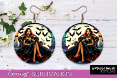 Halloween Witch Earrings PNG - Retro Earrings Sublimation Product Image 1