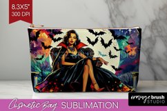 Witch Cosmetic Bag - Retro Halloween Makeup Bag PNG Product Image 1