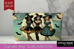 Witch Cosmetic Bag - Retro Halloween Makeup Bag PNG Product Image 1