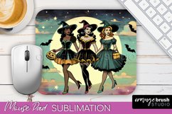 Halloween Witch Mouse Pad - Retro Mousepad Sublimation PNG Product Image 1