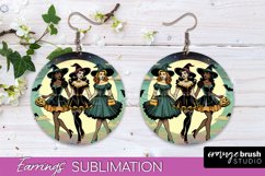 Halloween Witch Earrings PNG - Retro Earrings Sublimation Product Image 1