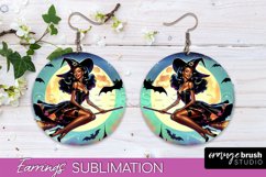 Halloween Witch Earrings PNG - Retro Earrings Sublimation Product Image 1