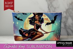 Witch Cosmetic Bag - Retro Halloween Makeup Bag PNG Product Image 1