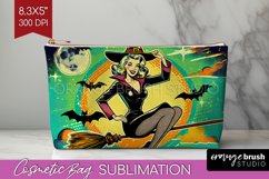 Witch Cosmetic Bag - Retro Halloween Makeup Bag PNG Product Image 1