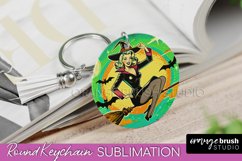 Halloween Witch Keychain - Retro Keychain Sublimation Product Image 1