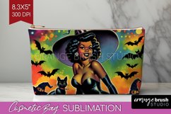 Witch Cosmetic Bag - Retro Halloween Makeup Bag PNG Product Image 1