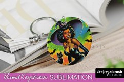 Halloween Witch Keychain - Retro Keychain Sublimation Product Image 1