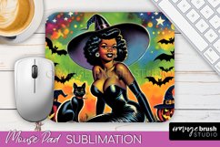 Halloween Witch Mouse Pad - Retro Mousepad Sublimation PNG Product Image 1