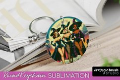 Halloween Witch Keychain - Retro Keychain Sublimation Product Image 1