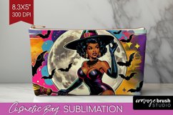 Witch Cosmetic Bag - Retro Halloween Makeup Bag PNG Product Image 1