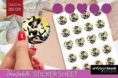 Witch Round Sticker - Retro Halloween Printable Sticker Product Image 1