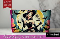 Witch Cosmetic Bag - Retro Halloween Makeup Bag PNG Product Image 1