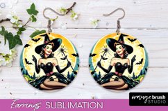 Halloween Witch Earrings PNG - Retro Earrings Sublimation Product Image 1