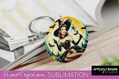 Halloween Witch Keychain - Retro Keychain Sublimation Product Image 1
