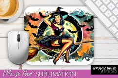 Halloween Witch Mouse Pad - Retro Mousepad Sublimation PNG Product Image 1