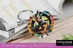 Halloween Witch Keychain - Retro Keychain Sublimation Product Image 1