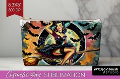 Witch Cosmetic Bag - Retro Halloween Makeup Bag PNG Product Image 1