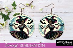 Halloween Witch Earrings PNG - Retro Earrings Sublimation Product Image 1