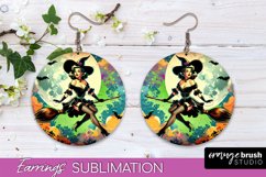 Halloween Witch Earrings PNG - Retro Earrings Sublimation Product Image 1