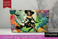 Witch Cosmetic Bag - Retro Halloween Makeup Bag PNG Product Image 1