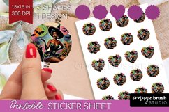 Witch Round Sticker - Retro Halloween Printable Sticker Product Image 1
