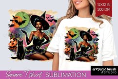 Witch Square Tshirt Background - Retro Halloween PNG Product Image 1