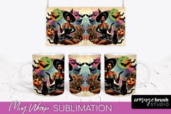 Halloween Witch Mug Wrap - Retro Halloween Mug Sublimation Product Image 1