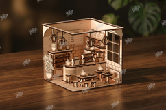 Coffee Shop Roombox Laser Cut | Miniature Bakery Dollhouse Product Image 2