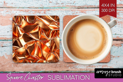 Rose Gold Square Coaster - Metallic Rose Coaster PNG Product Image 1