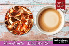 Rose Gold Round Coaster - Metallic Rose Coaster PNG Product Image 1