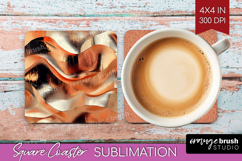 Rose Gold Square Coaster - Metallic Rose Coaster PNG Product Image 1
