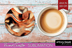 Rose Gold Round Coaster - Metallic Rose Coaster PNG Product Image 1