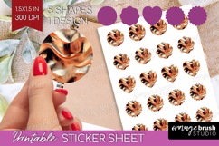 Rose Gold Round Sticker - Metallic Rose Printable Sticker Product Image 1