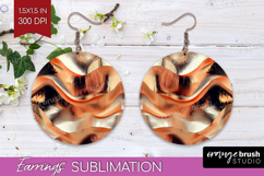 Rose Gold Round Earrings - Metallic Rose PNG Sublimation Product Image 1