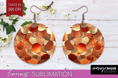Rose Gold Round Earrings - Metallic Rose PNG Sublimation Product Image 1