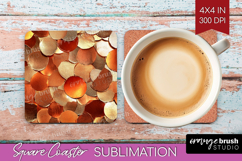 Rose Gold Square Coaster - Metallic Rose Coaster PNG Product Image 1