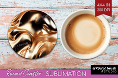 Rose Gold Round Coaster - Metallic Rose Coaster PNG Product Image 1