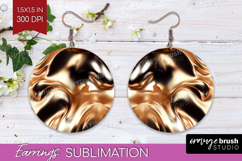 Rose Gold Round Earrings - Metallic Rose PNG Sublimation Product Image 1