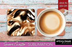 Rose Gold Square Coaster - Metallic Rose Coaster PNG Product Image 1