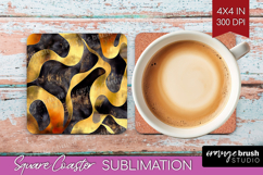 Rose Gold Square Coaster - Metallic Rose Coaster PNG Product Image 1