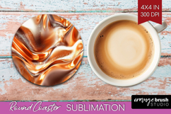 Rose Gold Round Coaster - Metallic Rose Coaster PNG Product Image 1