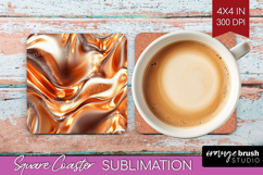 Rose Gold Square Coaster - Metallic Rose Coaster PNG Product Image 1