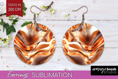 Rose Gold Round Earrings - Metallic Rose PNG Sublimation Product Image 1