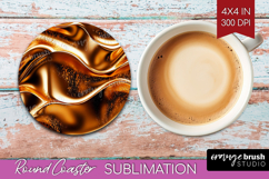 Rose Gold Round Coaster - Metallic Rose Coaster PNG Product Image 1