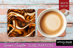 Rose Gold Square Coaster - Metallic Rose Coaster PNG Product Image 1