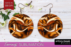 Rose Gold Round Earrings - Metallic Rose PNG Sublimation Product Image 1