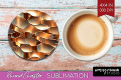 Rose Gold Round Coaster - Metallic Rose Coaster PNG Product Image 1
