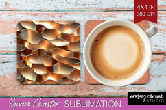 Rose Gold Square Coaster - Metallic Rose Coaster PNG Product Image 1
